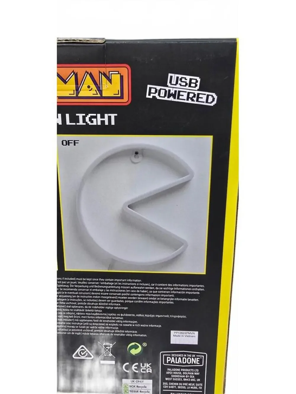 Pac-Man LED Neon Light Wall Mountable USB Powered 8.5 Inch